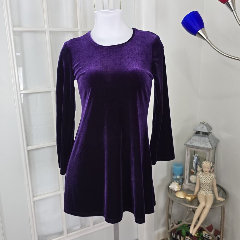 90s Purple Velvet Mini Dress by The Limited Grunge Skater Size 14 USA